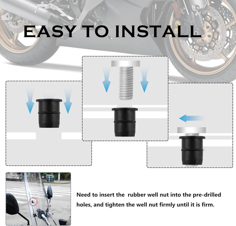 Stacool 10PCS M5 Well Nuts Fairing Fasteners,Brass+Rubber Well Nut for Motorcycle Fairing Windshield,Universal Motorcycle Accessories/Boat Windshield Fastener for Motorcycle Boat Kayak Canoe (M5) - Image 4